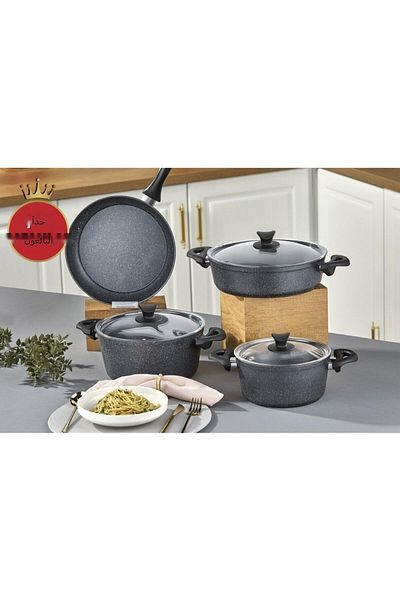Taç Mastercook 7 Piece Granite Cookware Set Space Gray