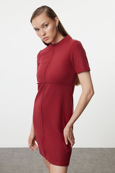 Trendyol Collection Dark Red A-line Mini Knitted Dress - Thessaloniki/Knitwear Look TWOAW24EL00149