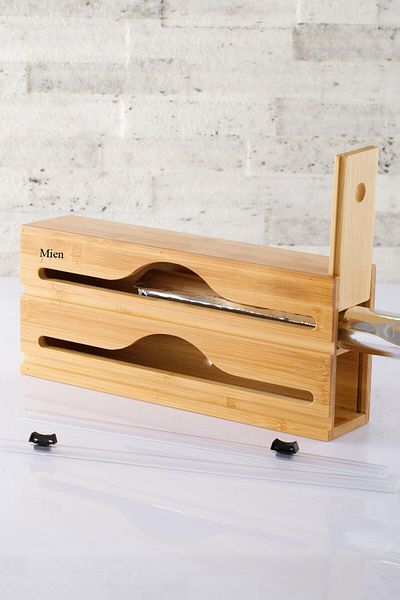 ANJEAHOME Florence 2-Piece Bamboo Stretch Foil Box 34x14x7 cm (Wall Mounted, In Drawer, Countertop)