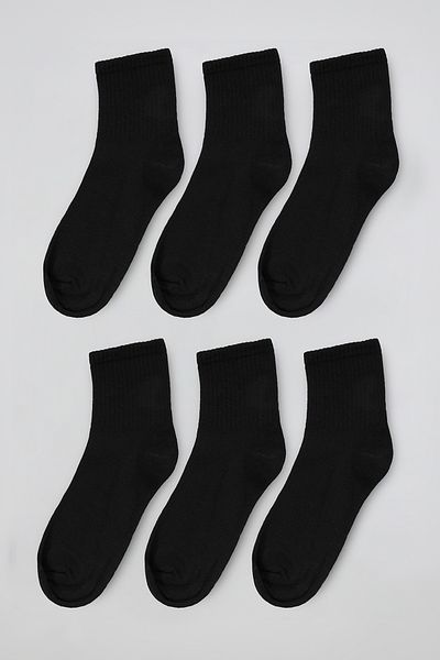 Trendyol Collection Пакет от 6 черни памучни чорапа с шнур - THMAW24CO00022