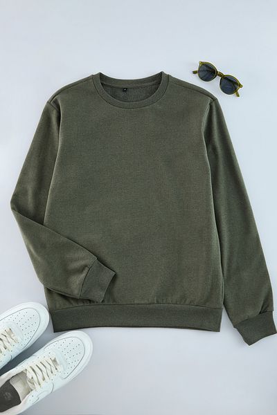Trendyol Collection Fleece Cut Khaki Sweatshirt - Regular Fit TMNAW21sw1208