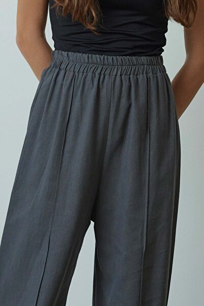 Hooopstore Anthracite Linen Trousers - Stitched Stitched