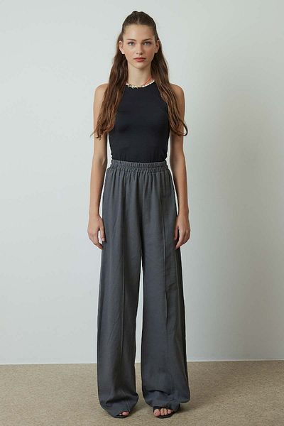 Hooopstore Anthracite Linen Trousers - Stitched Stitched
