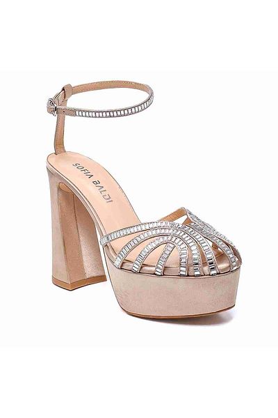 Sofia Baldi Beige Satin Women's Platform - Farfa