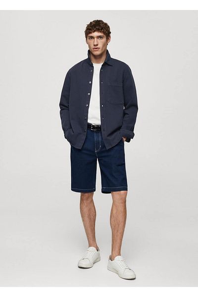 MANGO Man Regular Fit Hemdjacke aus Baumwolle und Leinen