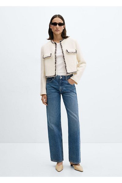 MANGO Woman Tweed Jacket - Kontrastní detaily