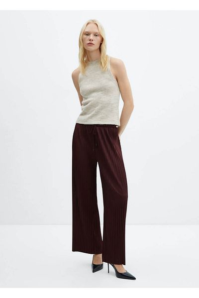 MANGO Woman Straight Pants with Pleats