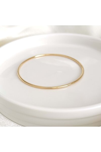 Güler Yüzlü Silver 6 CM ÇELİK İNCE BOMBELİ AJDA BİLEZİK 1 ADET - ALTIN SARI