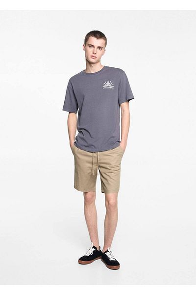 Mango Teen Λινό βερμούδα με κορδόνια