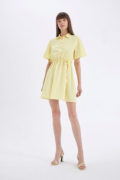 DeFacto Kurzärmliges Minikleid mit Hemdkragen - D4095AX24HS