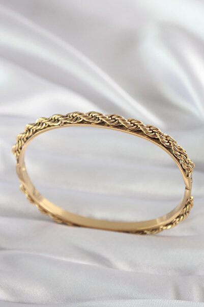 Skygo 316L Steel Gold Color Twist Chain Model Women's Handcuffs - TJ-BB5904