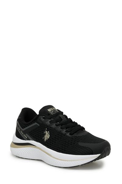 U.S. Polo Assn. BAZA. Polo Assn. Genesis WMN 4FX - Pantofi de alergare pentru femei, negru auriu