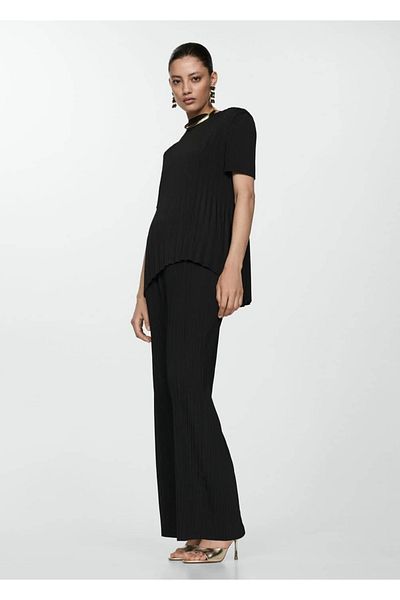 MANGO Woman Short-Sleeved Pleated T-Shirt