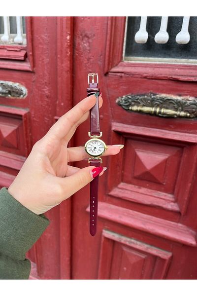 QUARTZ Claret Red Mais Leather Strap Watch