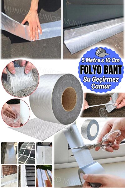 Munico Su Geçirmez Onarım Bandı 5 Metre x 10 Cm Alüminyum Folyo Yapışkanlı Yü...