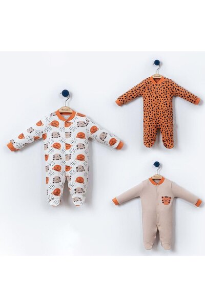 Necix's Kaplan Baskılı Erkek Bebek Üçlü Patikli Tulum