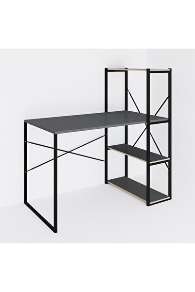 eportatif Kitaplıklı Çalışma Masası Bilgisayar Ofis Masası Füme 1423