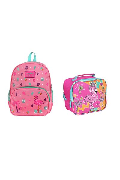 GENC DIJITAL BASKI Grădiniță cu model Flamingo - Rucsac și cutie de prânz pentru grădiniță