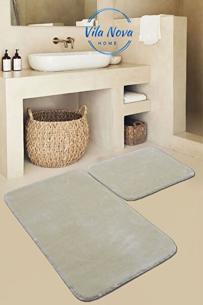 Vila Nova (80X50-50X40) Set de 2 bucăți de pluș bej moale, lavabil, covor de ...