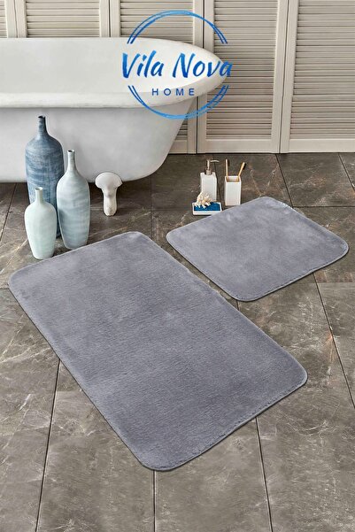 Vila Nova Home (80X120-80X50) Σετ 2 γκρι βελούδινο καθαριστικό μαλακό πλένετα...