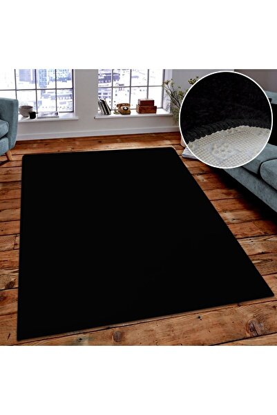 Vila Nova Home Siyah Post Halı Peluş Yumuşak Kaymaz Dot Taban Antibakteriyel