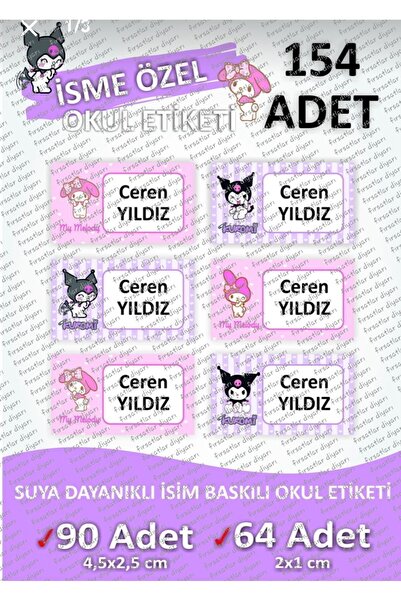 Demo Etiket Okul Etiket Sticker - Kuromi & My Melody
