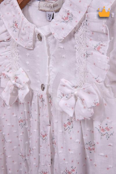 Babydola Holiday Baby Girl Jumpsuit - Floral Pattern, Bow and Lace Detail 15035