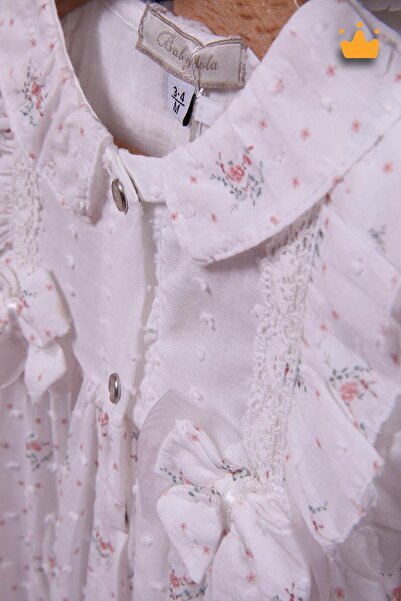 Babydola Holiday Baby Girl Jumpsuit - Floral Pattern, Bow and Lace Detail 15035