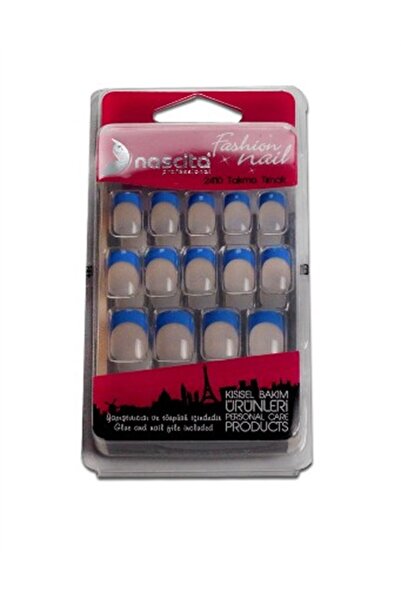 nascita 24'lü Şefaf-mavi French Takma Tırnak -088