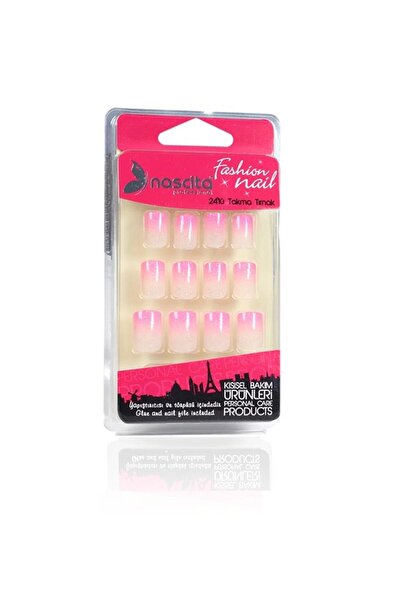 nascita 24'lü Pembe Ombre Simli Takma Tırnak - 112