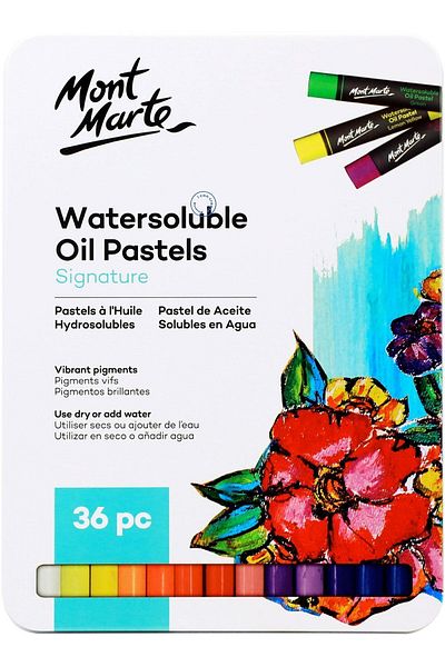 Mont Marte 36 Pieces in Water Pastel Tin Box - Oil and Soluble Signature
