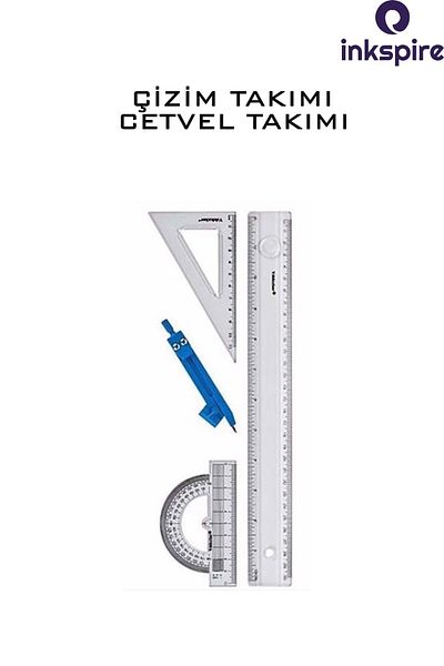 inkspire 30 cm Pergel Miter Protractor - Transparent Drawing Set, Student Ruler