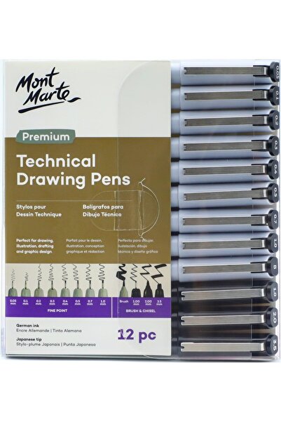 Mont Marte MM Premium Teknik Çizim Kalemleri 12'li
