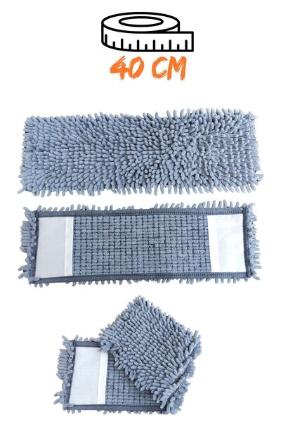MaxClean Mikrofiber Makarna Mop Ucu - Paspas Yedek Başlık Gri 40 cm
