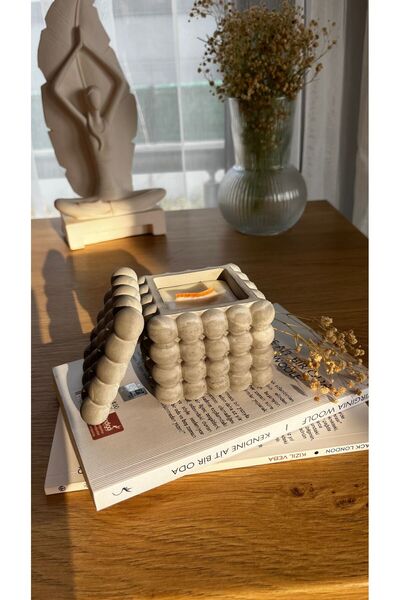 Jasmine Candle Şömine Sesli Ahşap Fitilli Mum & Beton Kapaklı Dekoratif Bubbl...