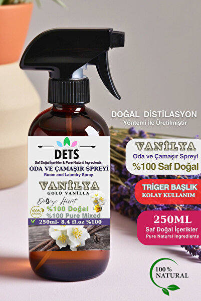 Dets Doğal Vanilya Oda ve Çamaşır Spreyi 250ml - Kalıcı Tatlı Koku ve Ferahlık Veren Oda Spray