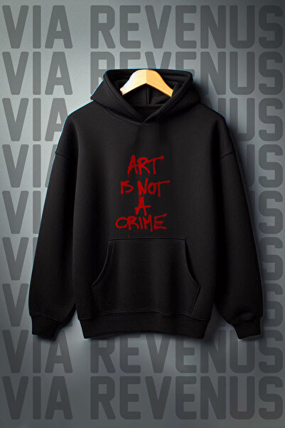 Vordevia Το Art is not a Crime Τυπωμένο μπλουζάκι καγκουρό με κουκούλα μεγάλο...