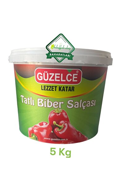 Güzelce Hacıoğlu Baharat Hatay Yöresel Doğal Biber Salçası Acısız Tatlı 5 Kg / 5000 gr Kova