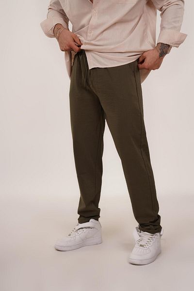 SCSARVİN Khaki Linen Trousers - Crystal Design Tb