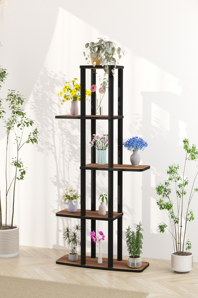 Genel Markalar Yeni Gardenya Çok Katlı Çiçeklik Saksılık Barok Ceviz 18