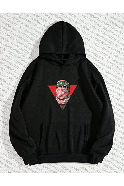 PENTHİLUS سويت شيرت بقلنسوة كبير الحجم للجنسين مطبوع عليه كاتايب آل قاسام أبو أوبايدا - 3 خيوط