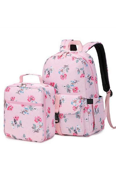 Go Veform Set de 2 ghiozdane roz pentru fete - compartiment pentru laptop, cutie de prânz termos