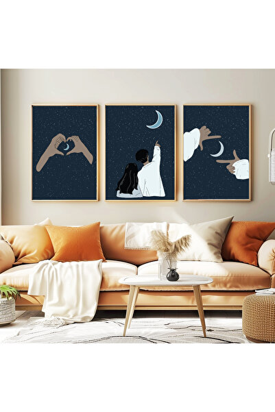 wudie Dekoratif 3lü tablo,Ahşap Çerçeveli,soyut tablo,duvar tablo,duvar susu,...