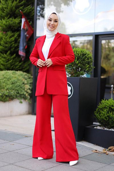 meqlife Almira Jacket Pants Set - Red