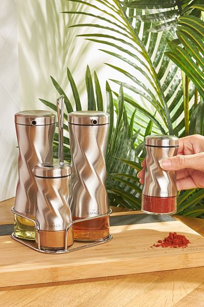 Karaca Tottori Inox Glass Salad Set