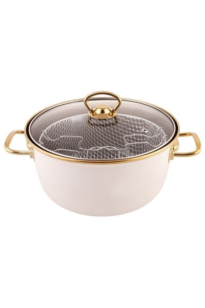 Karaca Retro Enamel 22 Cm Frying Pan Cream