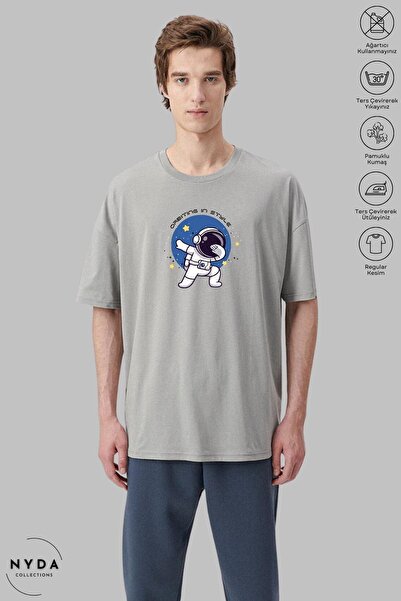 Nyda Collections Unisex majica kratkih rukava sa širokim izrezom, pamučna, sa...