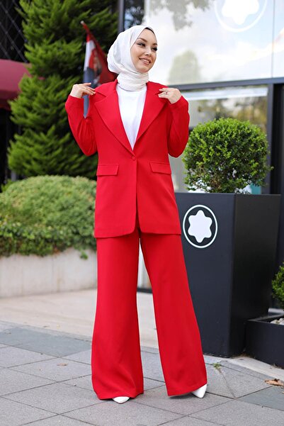 meqlife Almira Jacket Pants Set - Red