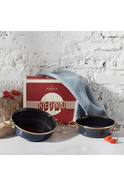 Karaca Retro Enameled 2-Piece Anthracite Sauna Set