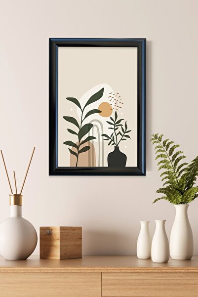 BOHEM VAZO&BİTKİ ART ÇERÇEVELİ CAMLI  TABLO 23.5X33,5
